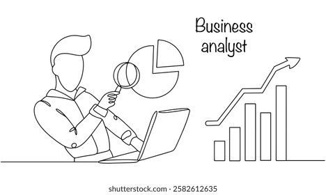A man is developing a business development strategy. He finds and solves problems, thereby making the project successful and in demand. Hand drawn work of a business analyst.