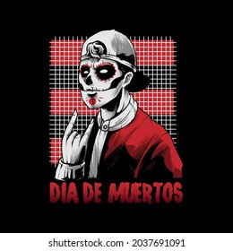 man dia de muertos with metal  hand Illustration, perfect for T-shirt, Apparel or merchandise design