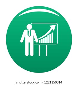 Man with diagram icon. Simplev illustration of man with diagram vector icon for any design green