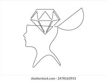 Hombre y Diamante.una línea de Ilustración vectorial