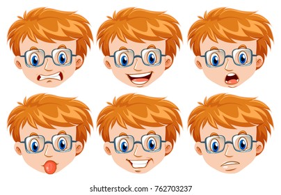 Man with different emotions illustration