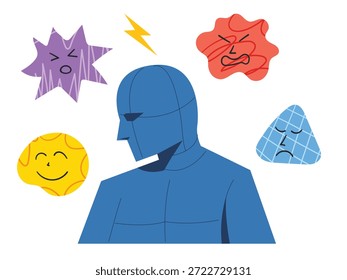 Hombre con diversas emociones, Formas geométricas de la emoción del sentimiento