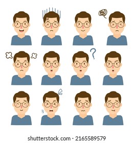 Man with different facial expressions