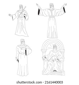 Hombre en diferentes poses sobre fondo transparente