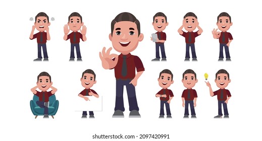 Man with different poses. vector