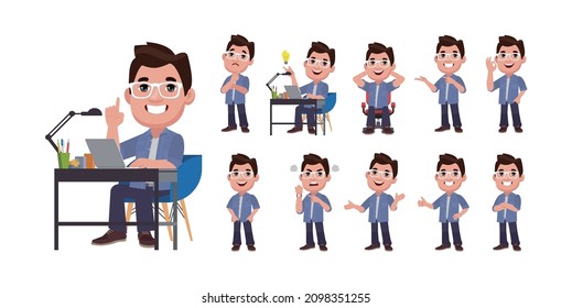Man with different poses. vector