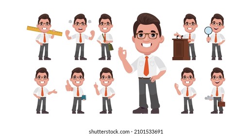 Man with different poses. vector