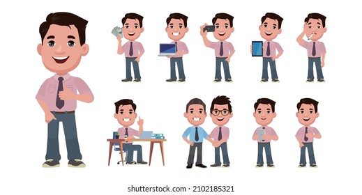 Man with different poses. vector