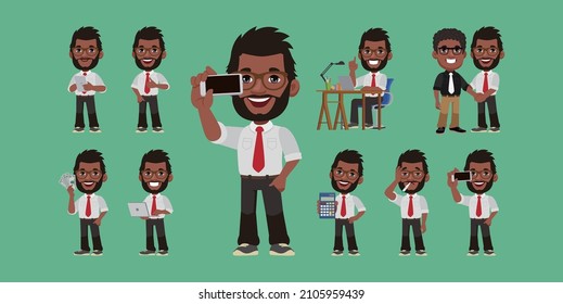 Man with different poses. vector