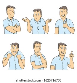man in different positions - isolated vector illustration on white backround