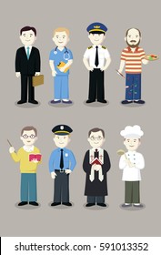 Man with different profession set 1 - Teacher, Policeman, Chef and More