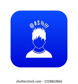 Man with different signs over his head icon digital blue for any design isolated on white vector illustration