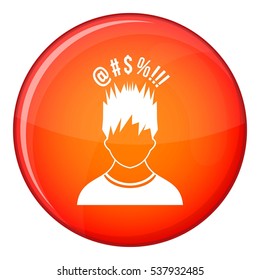Man with different signs over his head icon in red circle isolated on white background vector illustration