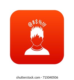 Man with different signs over his head icon digital red for any design isolated on white vector illustration