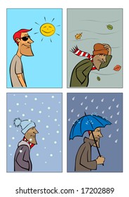 man in different weather