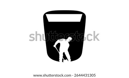 man digging grave, black isolated silhouette