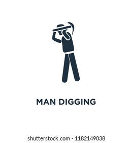 Man Digging icon. Black filled vector illustration. Man Digging symbol on white background. Can be used in web and mobile.