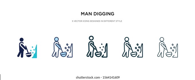 Man Digging Icon In Different Style Vector Illustration. Two Colored And Black Man Digging Vector Icons Designed In Filled, Outline, Line And Stroke Style Can Be Used For Web, Mobile, Ui