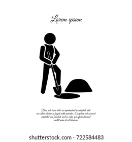 Man digging a pit icon. A man with a shovel icon