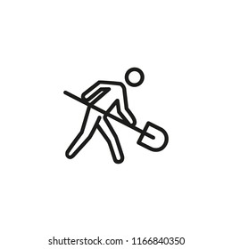 Man Digging With Spade Line Icon. Roadwork, Road Sign, Construction Site. Construction Concept. Vector Illustration Can Be Used For Topics Like Service, Building, Occupation