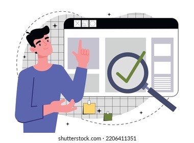 Man with digital document. Young guy puts file in folder, electronic archive. Modern technologies and digital world, information exchange and work with statistics. Cartoon flat vector illustration