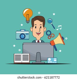 man digital marketing advertising work