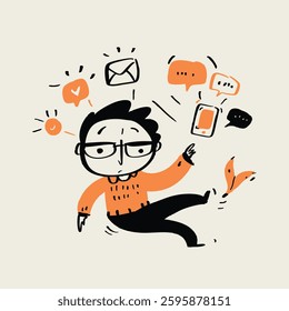 A man with Digital Overload concept.