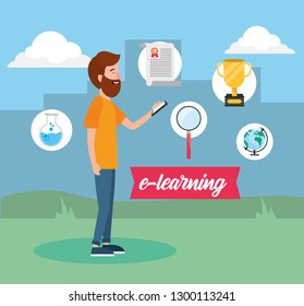 man with digtal knowledge to study certificate