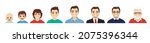 Man of diifferent life stages cartoon characters avatars. Baby, child, teenager, adult, mature and old persons vector illustration isolated