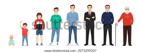Man Diifferent Life Stages Cartoon Characters Stock Vector (Royalty ...