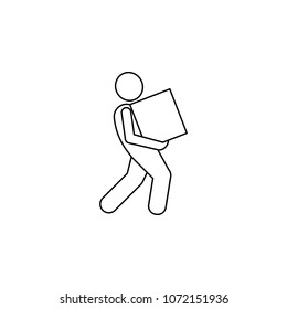 a man is diligently carrying a box icon. Element of man carries a box illustration. Premium quality graphic design icon. Signs and symbols collection icon for websites on white background