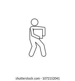 a man is diligently carrying a box icon. Element of man carries a box illustration. Premium quality graphic design icon. Signs and symbols collection icon for websites on white background