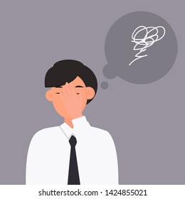 Man disappointment expression. Isolated vector illustration. 