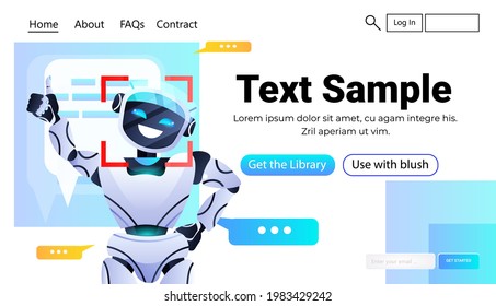 man discussing with robot chatbot assistant detection and identification facial recognition system artificial intelligence