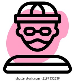 Man disguise as robber with mask.