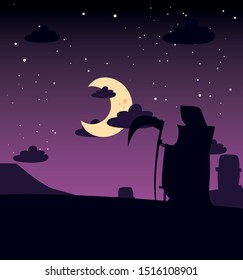 man disguised of death with moon