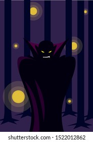 man disguised of vampire in scene of halloween vector illustration design