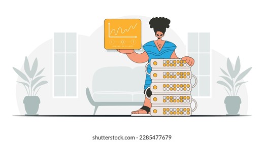 Man displaying an IoT logo, modern illustration style.