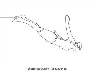 man dives into the water.Continuous line drawing 