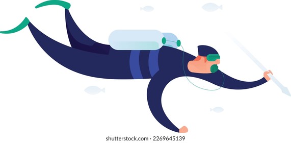 Man Diving Curvy 1 UI Banner Illustration Vector EPS