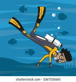 Man diving with fins