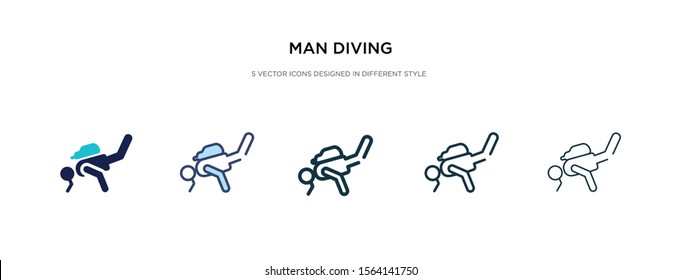 Man Diving Icon In Different Style Vector Illustration. Two Colored And Black Man Diving Vector Icons Designed In Filled, Outline, Line And Stroke Style Can Be Used For Web, Mobile, Ui