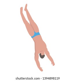 Man diving in pool icon. Isometric of man diving in pool vector icon for web design isolated on white background