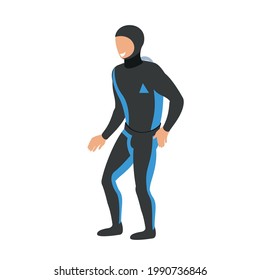 Hombre buceando con scuba, Adulto con traje de buceo, Vector de diseño plano.