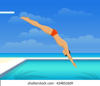 Man Diving in Swimming Pool