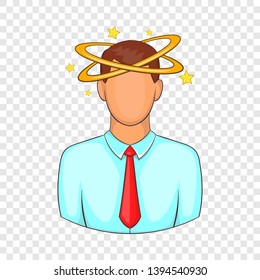 Man with dizziness icon. Cartoon illustration of human emotion vector icon for web design