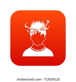 Man with dizziness icon digital red for any design isolated on white vector illustration