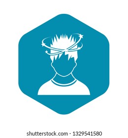 Man with dizziness icon in simple style isolated on white background