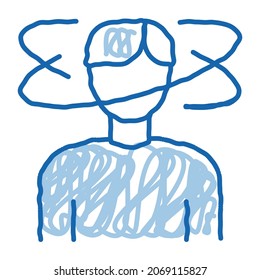 Man Dizziness sketch icon vector. Hand drawn blue doodle line art Man Dizziness sign. isolated symbol illustration