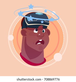 Man Dizzy African American Male Emoji Wearing 3d Virtual Glasses Emotion Icon Avatar Facial Expression Concept Vector Illustration